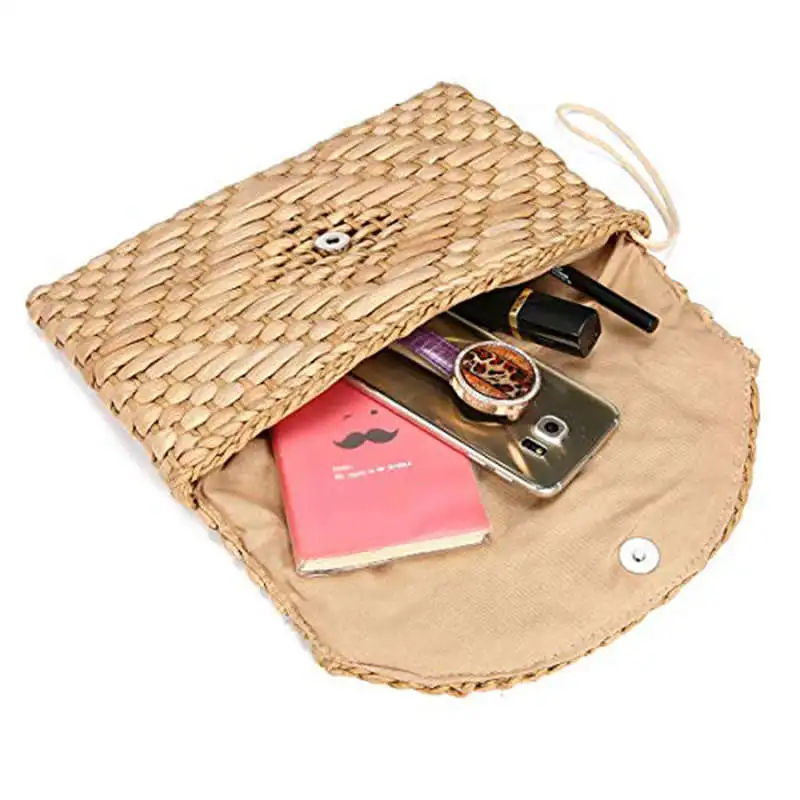 

Straw Clutch Purse Women Wristlet Clutch Handbag Envelope Bag Large Wallet Summer Beach Bag