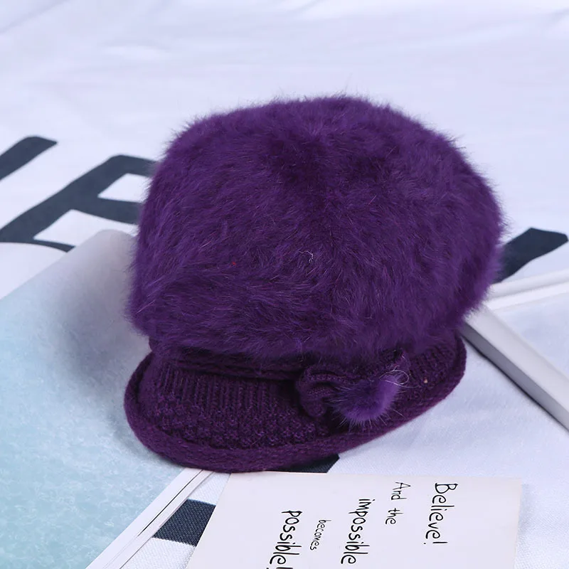 Шапка из кроличьего меха с бантом Осень-зима | Аксессуары для одежды