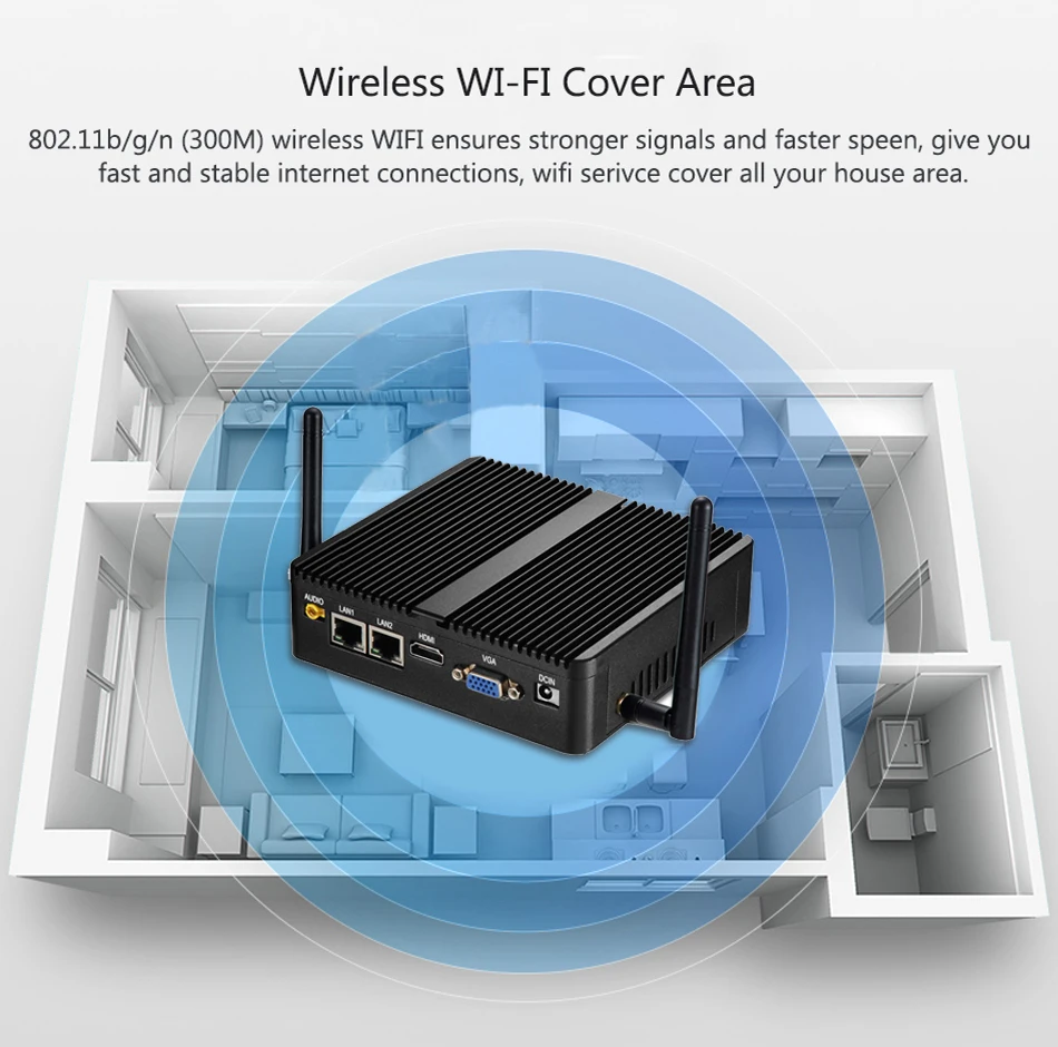 Безвентиляторный промышленный мини-ПК Celeron J4125 Windows 10 Pro HTPC двойная LAN гигабитная 2