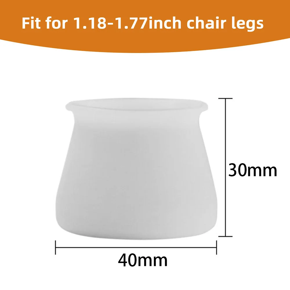 

32PCS Silicone Chair Furniture Leg Feet Protection Table Cap Cover Pad Protector White 40*30mm Food Grade Silicone, BPA Free