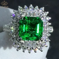 wuiha solid 9k white gold 3ex 2ct vvs emerald gemstone created moissanite diamond wedding engagement ring fine jewelry with grc