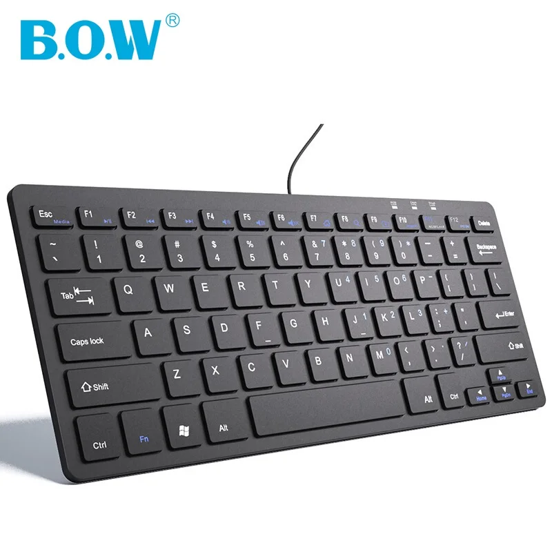 

B.O.W Mini Wire Keyboard for PC Computer /Laptop, Small USB Keyboard Slim with Whisper-Quiet Typing , Portable Size (78 Keys)