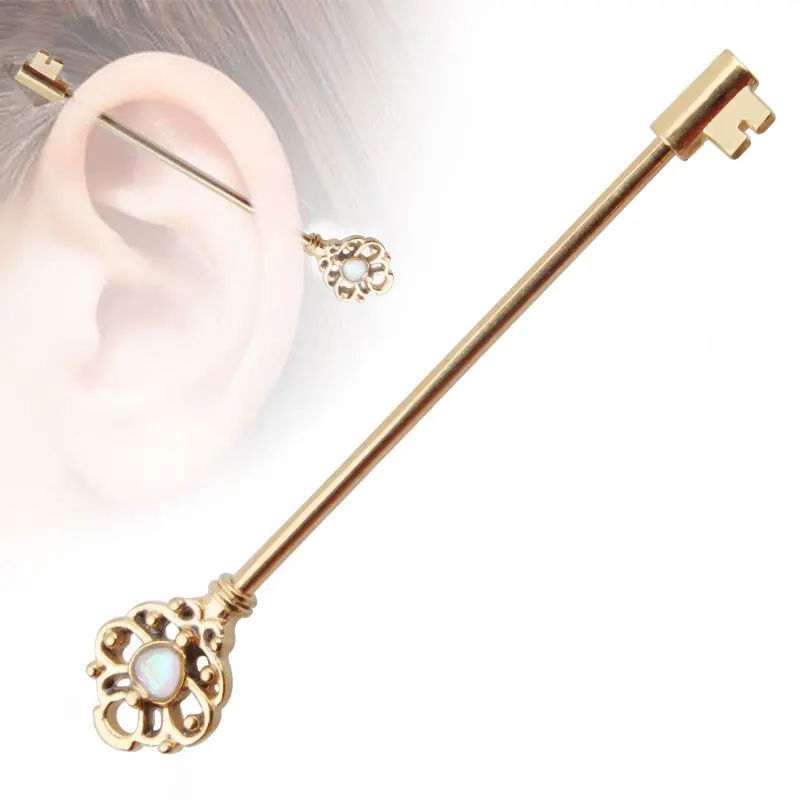 Новый модный пирсинг для козелка уха в виде ключа Промышленная Штанга серьга