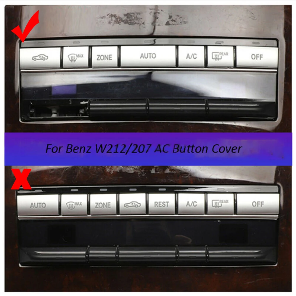 

Silver Car ABS Button Cover For Mercedes Benz E Class W212 09-15 7PCS Console AC Vent Sequins