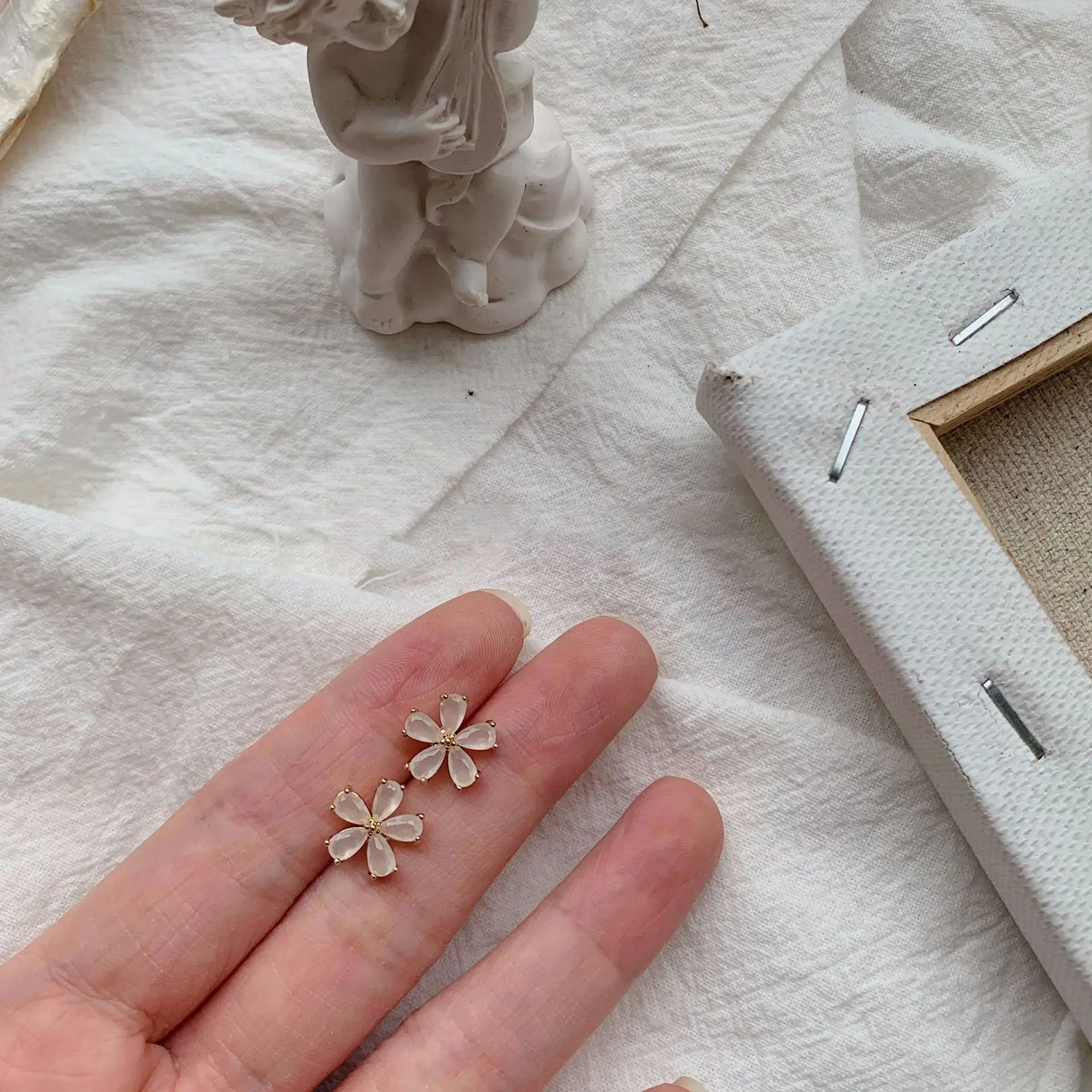 925 sterling silver earring cute sweet Cherry blossom earrings flowers stud simple temperament female girl ear jewelry | Украшения и
