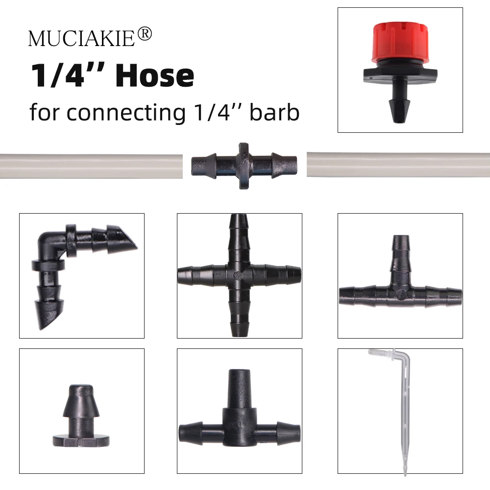 MUCIAKIE 1/4 ''Micro PVC садовый шланг для полива воды 4/7 мм серовато-белая труба трубы