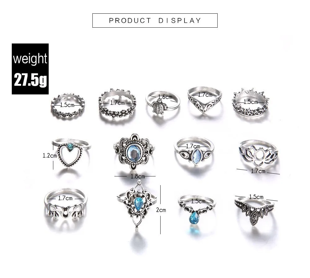 Bague Femme, винтажные кольца для женщин, геометрической формы, в стиле бохо, цветок, кристалл, кольцо на кончик пальца, набор, богемный, миди, ювелирные изделия, серебряный цвет
