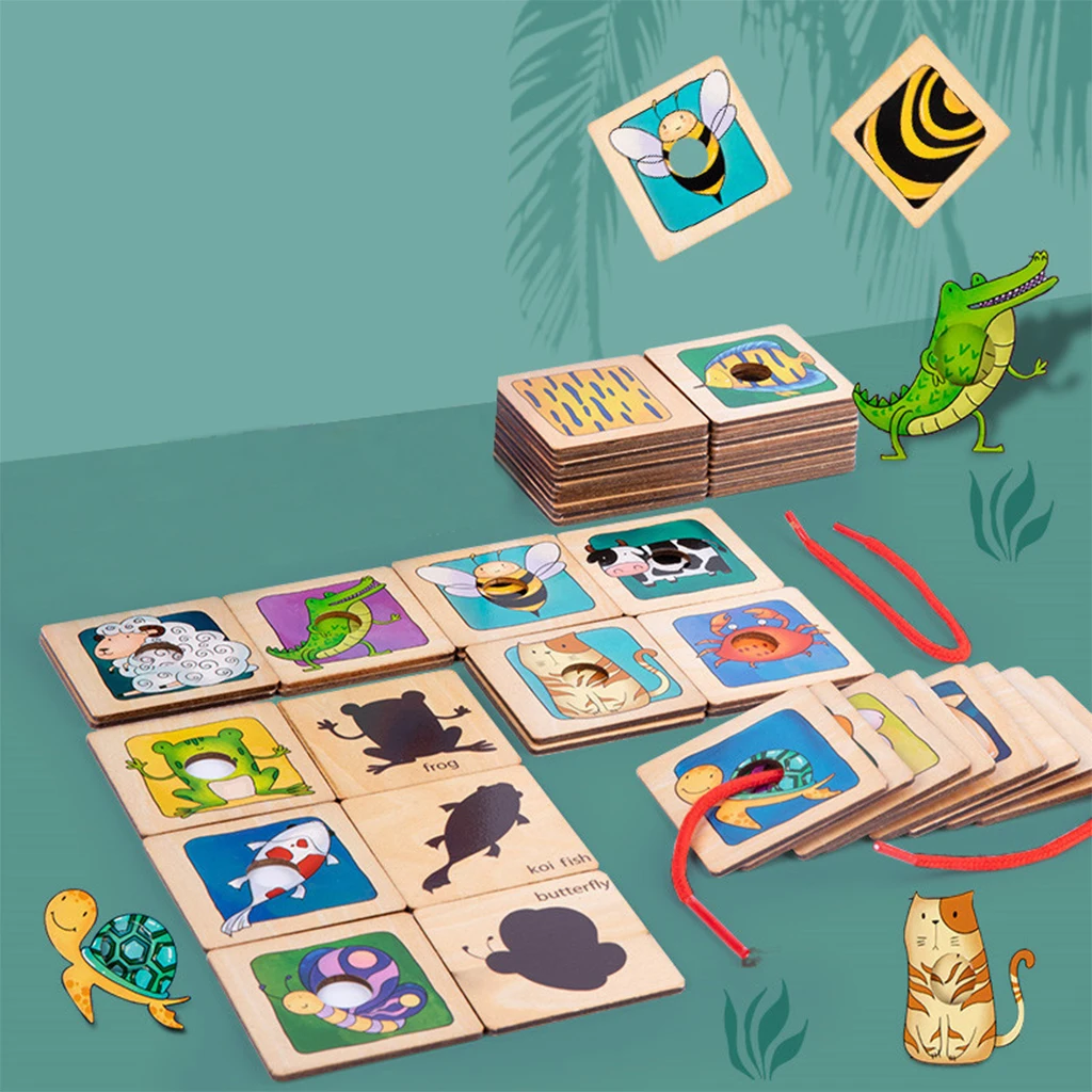 

Wood Toys Kid Cognition Puzzles Game Cartoon Cards Kids Children Early Learning Tool Birthday Gifts