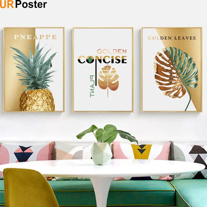 

Nordic Pineapple Green Leaves Plants Concise Canvas Painting Wall Art Poster Posters And Prints Plant Pictures for Living Room