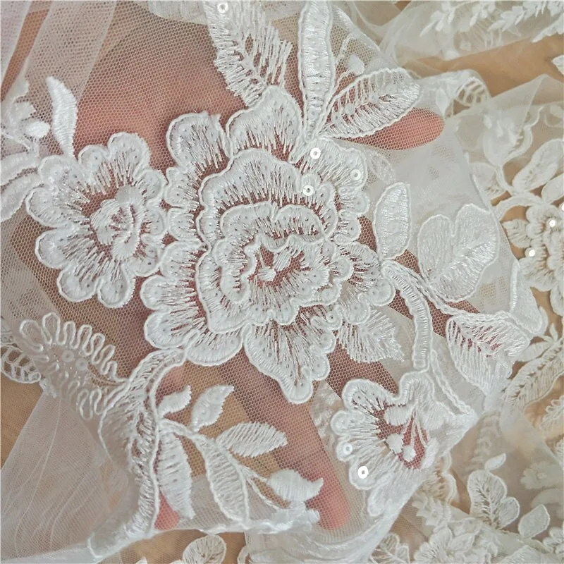 1 ярд аленкон кружевная ткань цвета слоновой кости с изящным цветочным узором из