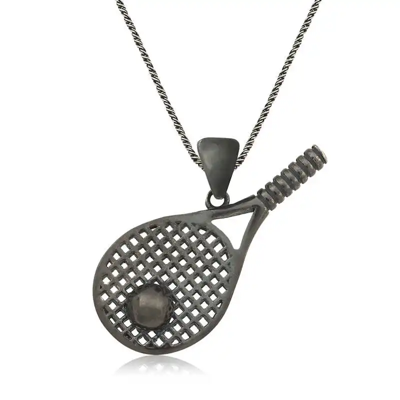 

Real Silver 925 Jewelry Silver Tennis Racket Unisex Necklace