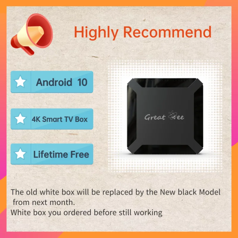 

2022 Bestseller Great Bee TV Box for IPTV , Most Popular Set-Top boxes And Most Stable Arabic Free For Life TV