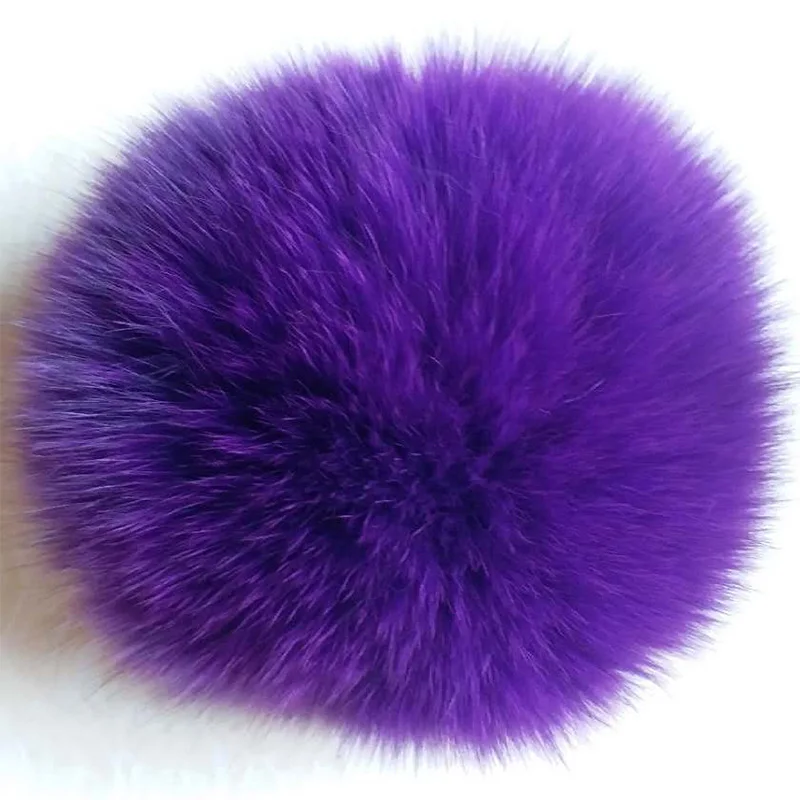 Purple Fox Помпоны из натурального меха енота для шапок, помпоны из натурального пушистого меха, помпоны для шапок, вязаные шапочки, шапки из натурального меха лисы - Цвет: Purple Fox