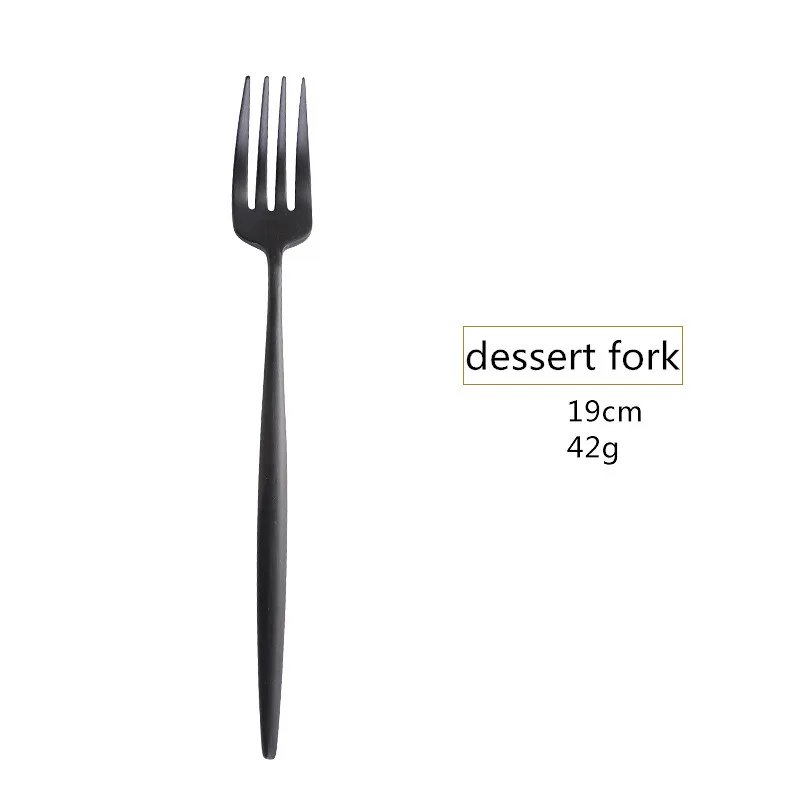 1pc dessert fork Черный набор столовых приборов из нержавеющей стали, вилки, ложки, ножи, столовое серебро, Корейская кухня, палочка для еды, столовая посуда, набор посуды, Прямая поставка - Цвет: 1pc dessert fork