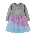 Детское вечерние платье для девочек, с радужным тиснением, с длинным рукавом