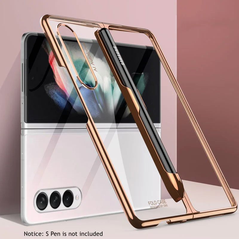 

Прозрачный чехол с S-образным слотом для ручки для Samsung Galaxy Z, Складывающийся в 3 раза, рамка с покрытием, Прозрачная Жесткая Пластиковая Задня...