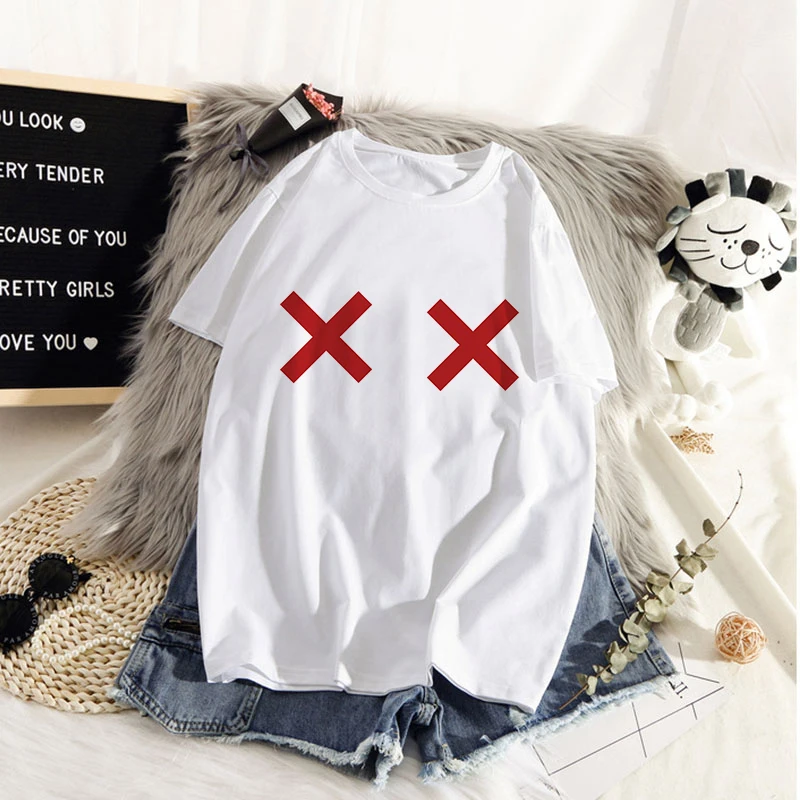 

2020 Women Summer Funny Tops Casual Fashion Print Boobs T-shirt Female Boobs Sexy Design T shirt Short Sleeve O-neck Clothes