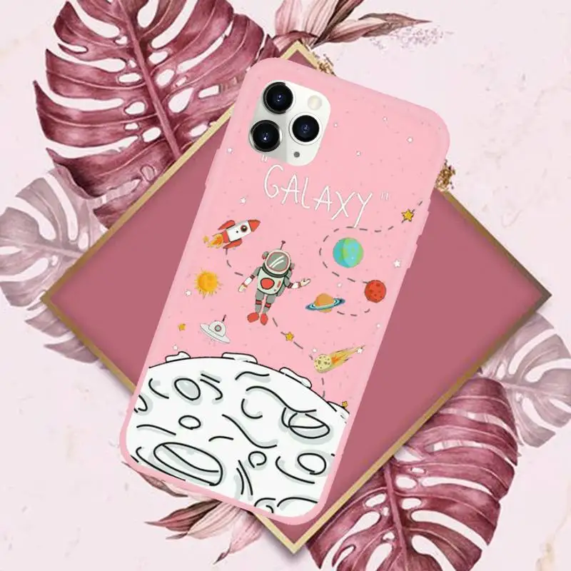 

Star Astronaut Phone Case Pink Candy Color for iPhone 11 12 mini pro XS MAX 8 7 6 6S Plus X SE 2020 XR