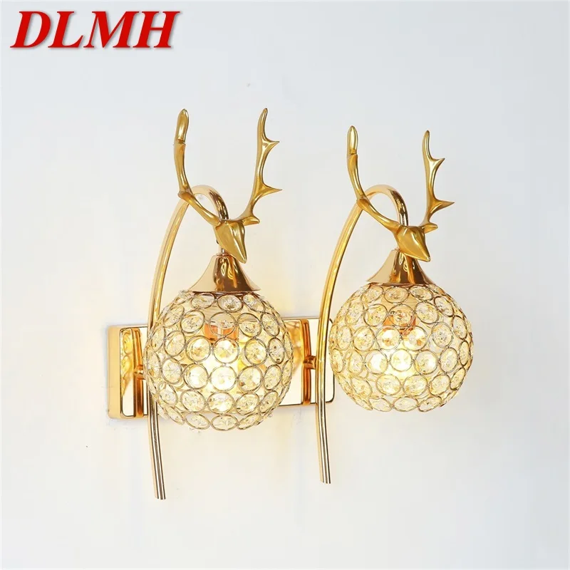

DLMH Wall Lamps Contemporary Creative LED Gold Sconces Crystal Lights Indoor For Home Bedroom