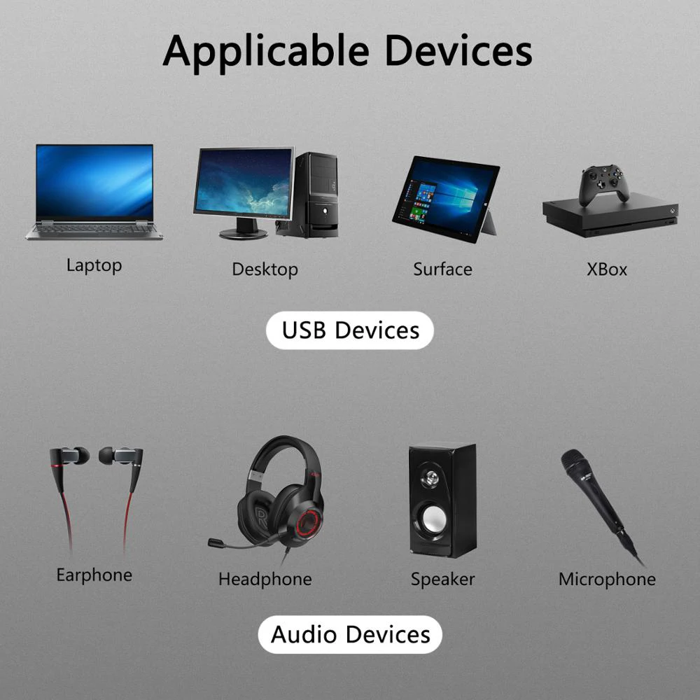 Внешний USB-адаптер звуковой карты аудио 5 1 Виртуальный 3D USB на 3 мм микрофон