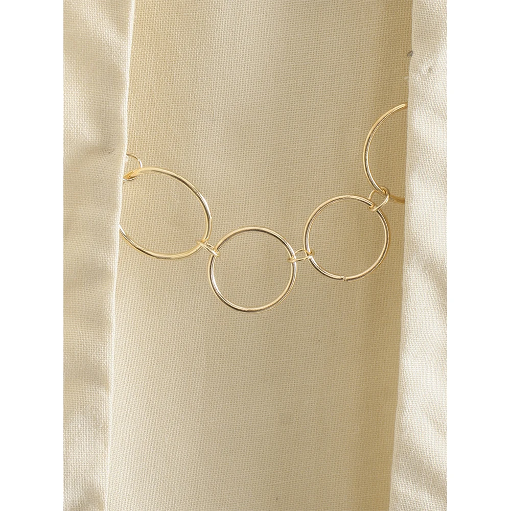 Женская юбка с металлическим кольцом белая элегантная повседневная Юбка-миди