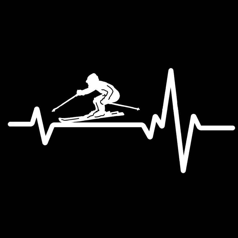 

Creative Men Skiing Downhill Heartbeat Art Decals Car Decoration Personality KK Vinyl Waterproof Car Decals Black/white 17cm*8cm