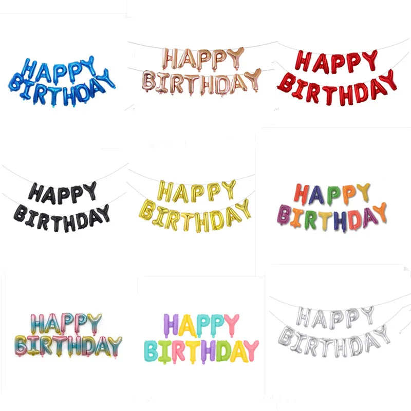

Воздушный шар с надписью Happy Birthday, воздушный шар из фольги цвета розового золота в виде букв, украшение для свадьвечерние вечеринки, дня рожд...