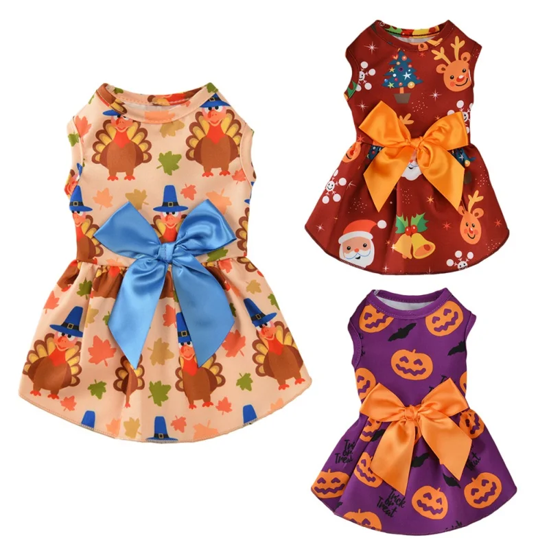 

Pet Dog Dress with Bowknot Pet Festival Party Wedding Princess Dress Clothes for Small Medium Dogs Pet Puppy Skirt Dog Clothes
