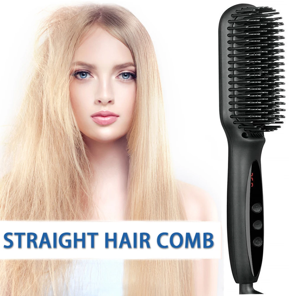 3 в 1 выпрямитель для волос щетка бороды горячей расческа прямые волосы стайлер
