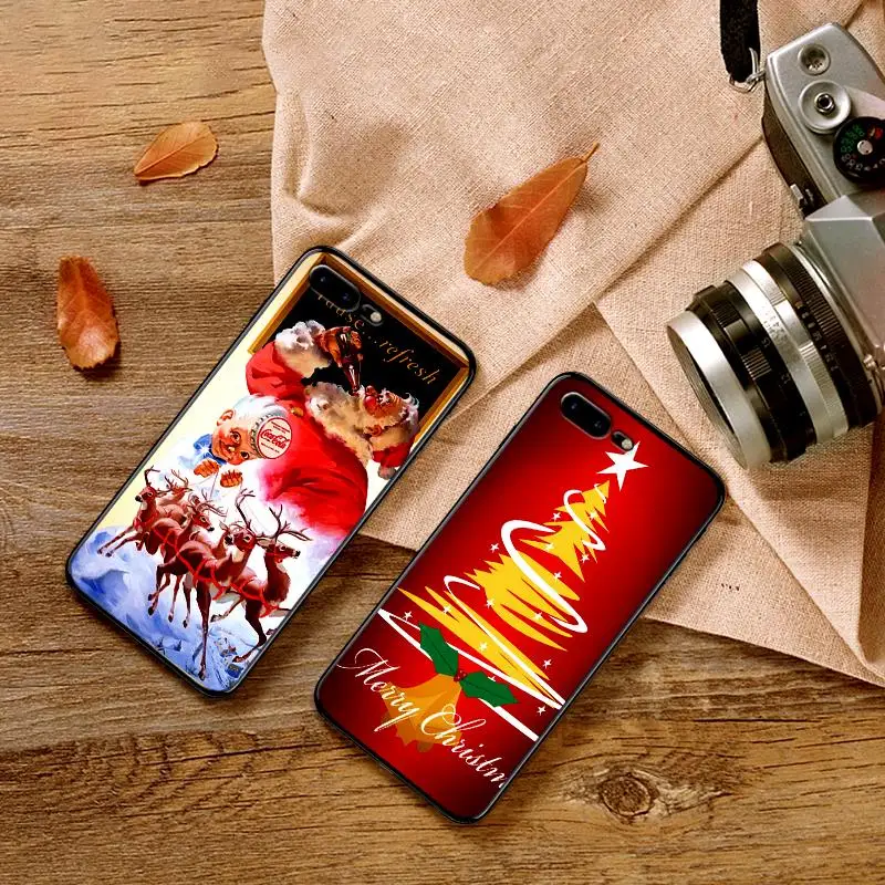 Рождественские декорации для iPhone 6 6S 7 8 Plus X XS XR Max 5 5S TPU Мягкий защитный чехол