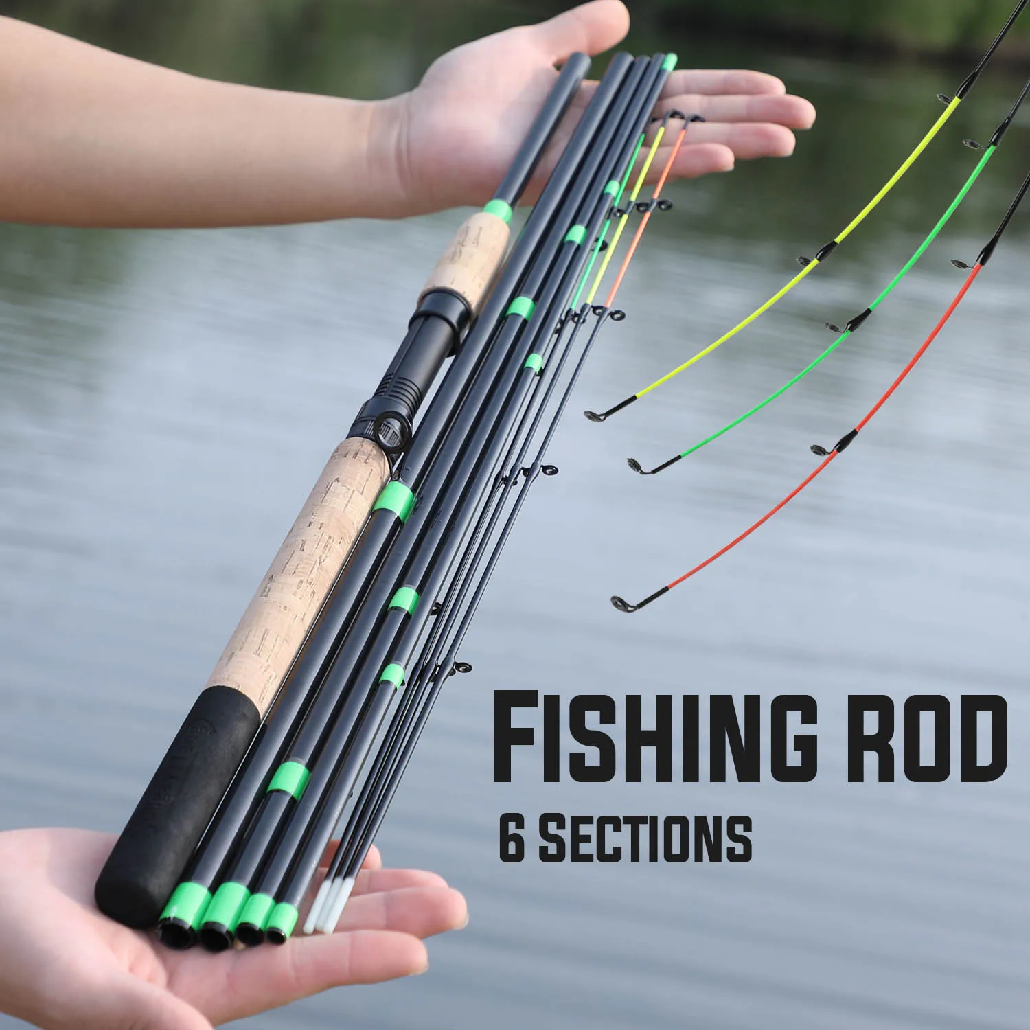 Sougayilang Fishing Rod 3m Feeder 30-120g Power Wooden Handle 6 Sections Carbon Fiber Travel Tackle Pesca | Спорт и развлечения