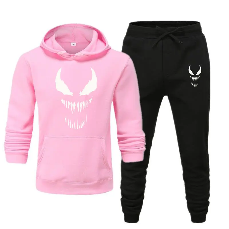 

2021 new spring and autumn poison men's 2-piece sports suit with hat + sports pants men's sports suit