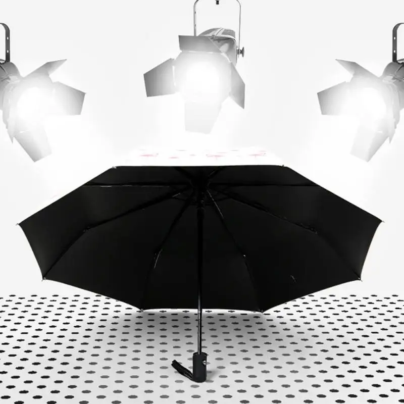 Зонт женский ветрозащитный с узором в виде кота и птицы автоматический