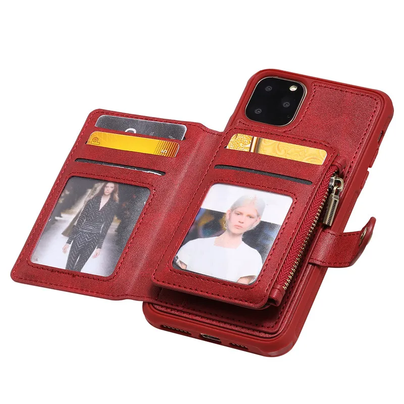 Ретро Кожаный Кошелек на молнии чехол для телефона для iPhone 11 11Pro MAX XS MAX XR 6 6splus 7 7Plu 8 8Plus держатель для телефона с подставкой задняя крышка
