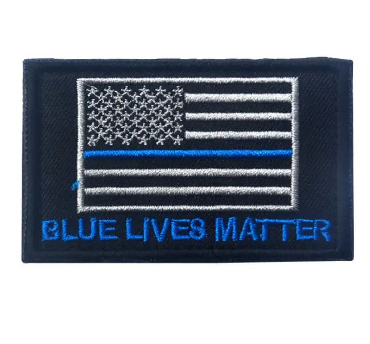 Вышитые нашивки в стиле милитари с голубыми линиями надписью lives matter нашивка