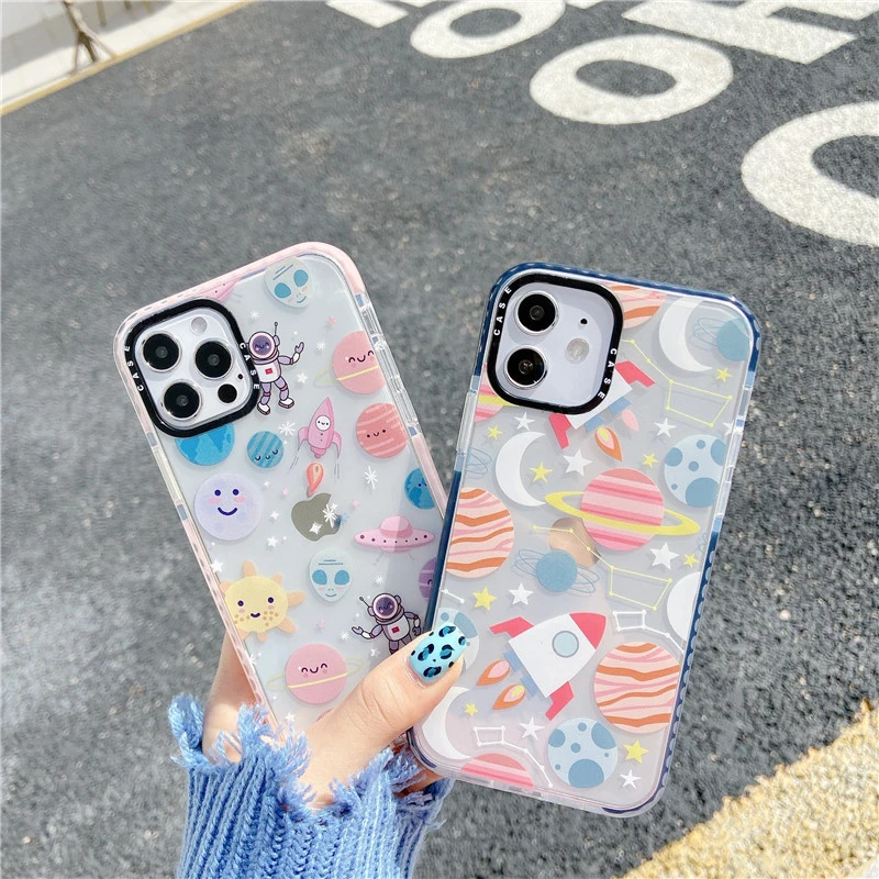

Cute Starry Sky Transparent Phone Case For iphone 12 mini 11 Pro Max 7 8 plus X XR XS Max SE 2020 Soft Back Cover Cartoon Cases