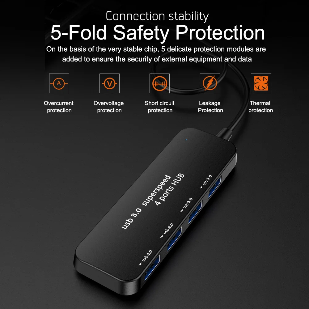 Ультратонкий 4 портовый USB концентратор 3 0 высокоскоростной индикатор для