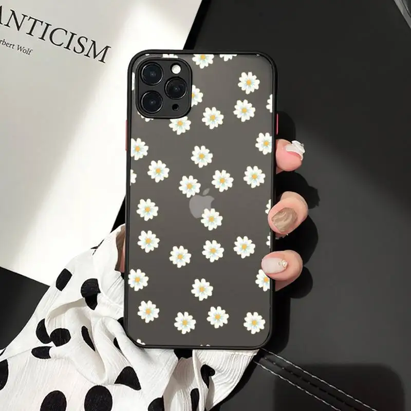 

Cute cartoon daisy flower Phone Case matte transparent For iphone 7 8 11 12 plus mini x xs xr pro max cover