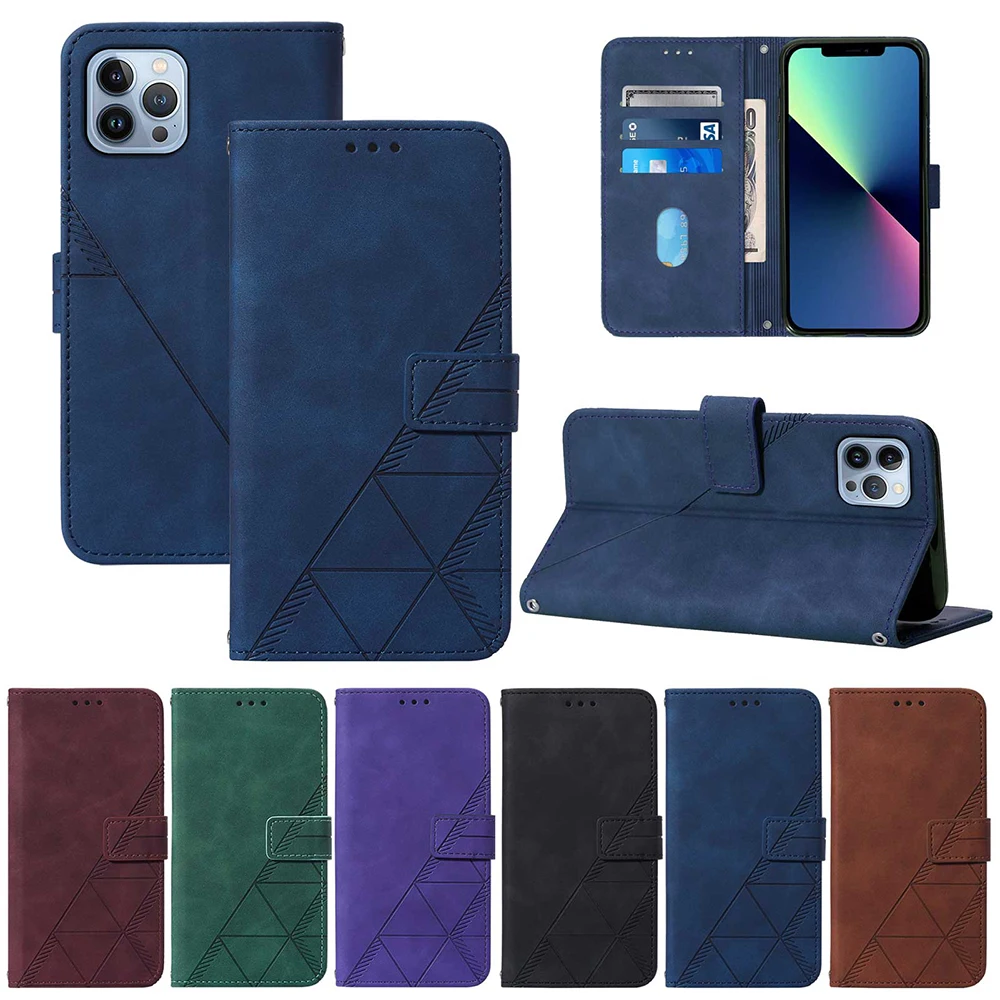 

Geometric Leather Flip Wallet Case For iPhone SE 2020 6 6s 7 8 Plus X XR XS 11 12 Pro Max Mini iPod Touch 5 6 7 Card Slot Cover