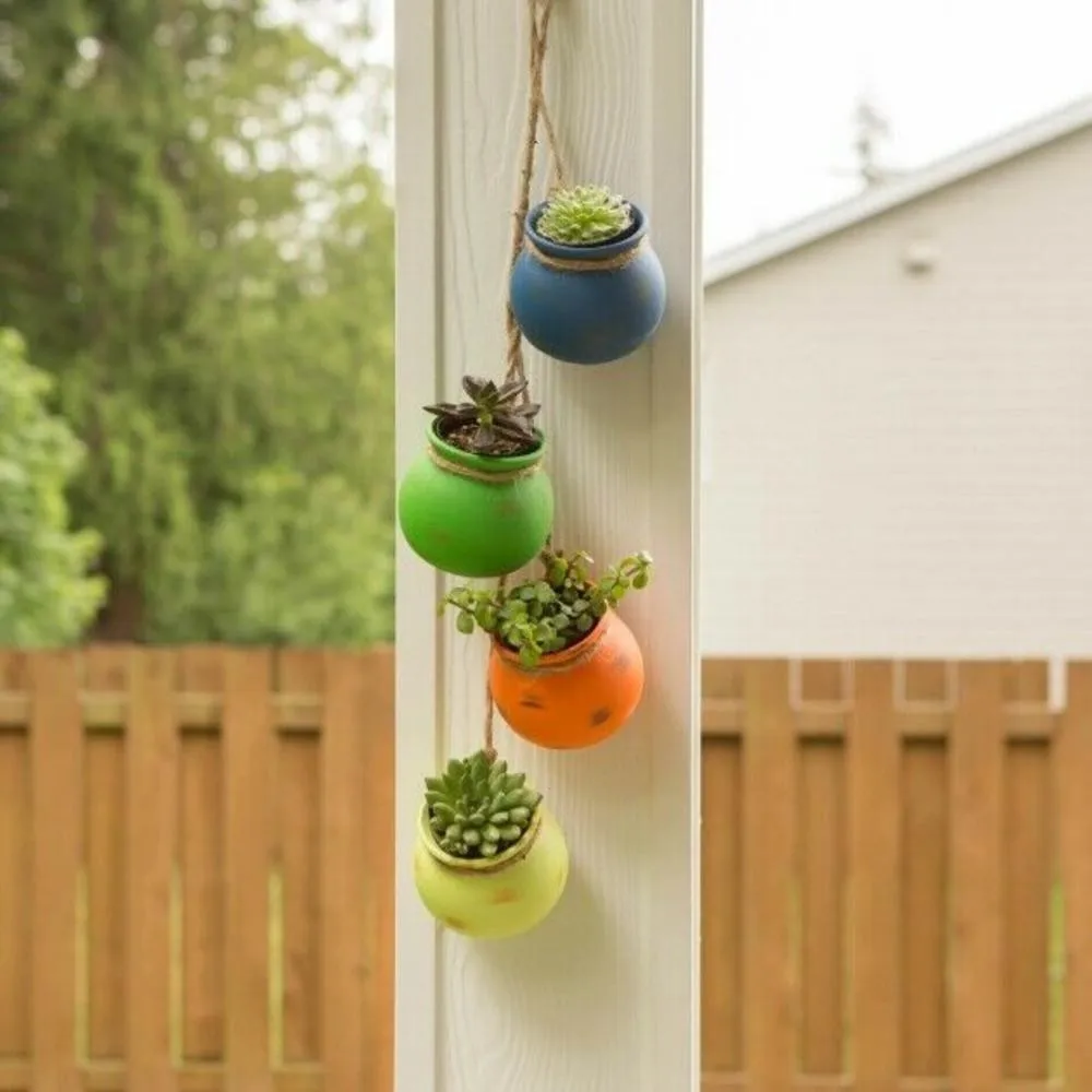 

Ceramic Succulent Air Palnt Pots Wall Hanging Planter Flower Pot Balcony Garden Outdoor Indoor Decoration Planter Pots Holder
