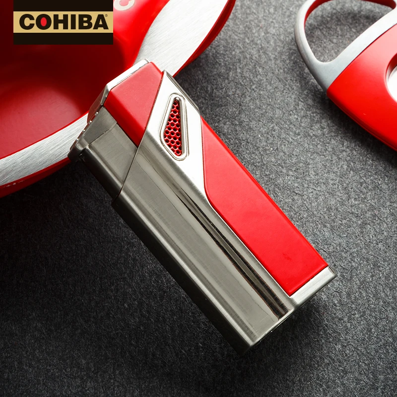 Металлическая зажигалка Cohiba 3 Jet Flame для сигарет с перфорацией пепельница