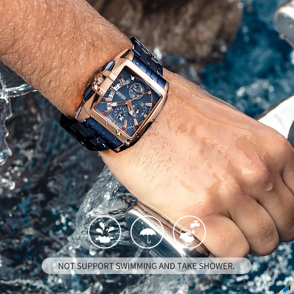 

MEGIR Fashion Chronograph Mens Watches Top Luxury Brand Stainless Steel Waterproof Quartz Watch Men Business Date Wristwatches