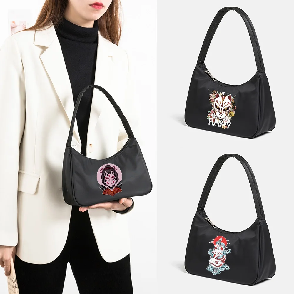 

Harajuku Mask Print Underarm Shoulder Bags Womens Shoulder Bags Handbags Girl Tote Shopping Portable Sundries Bag High Capacity