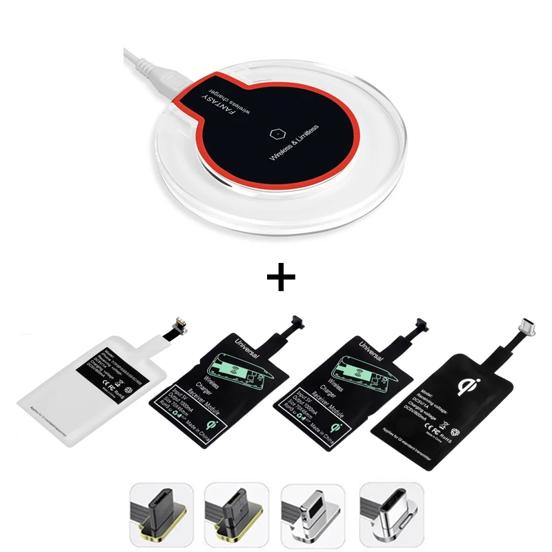 

Qi Wireless Charging Kit Transmitter Charger Adapter Receptor Receiver Pad Coil Type-C Micro USB kit for iPhone Xiaomi Huawei