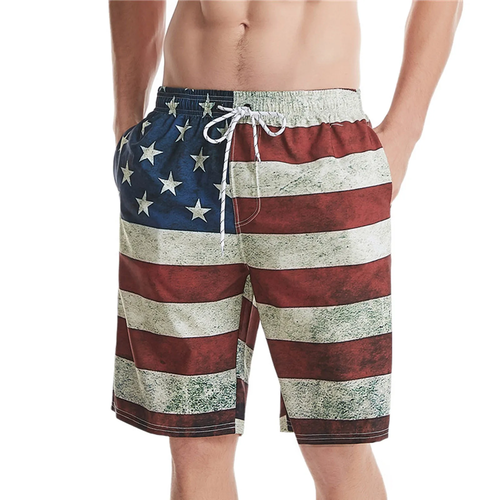 

Independence Day Print Men Cotton Linen Shorts Casual Loose Drawstring Beach Short Pant For Male 2021 Summer Fashion Streetwear