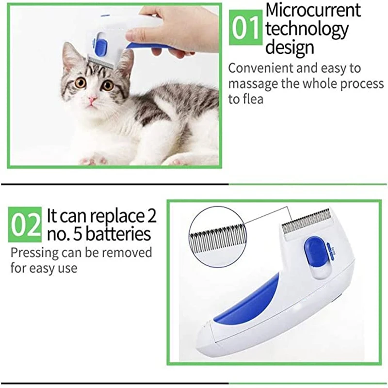 Electric Pet Flea Lice Cleaner Comb Grooming Removal Tools For Cat Dog Cleaning Brush Anti Supplies | Дом и сад