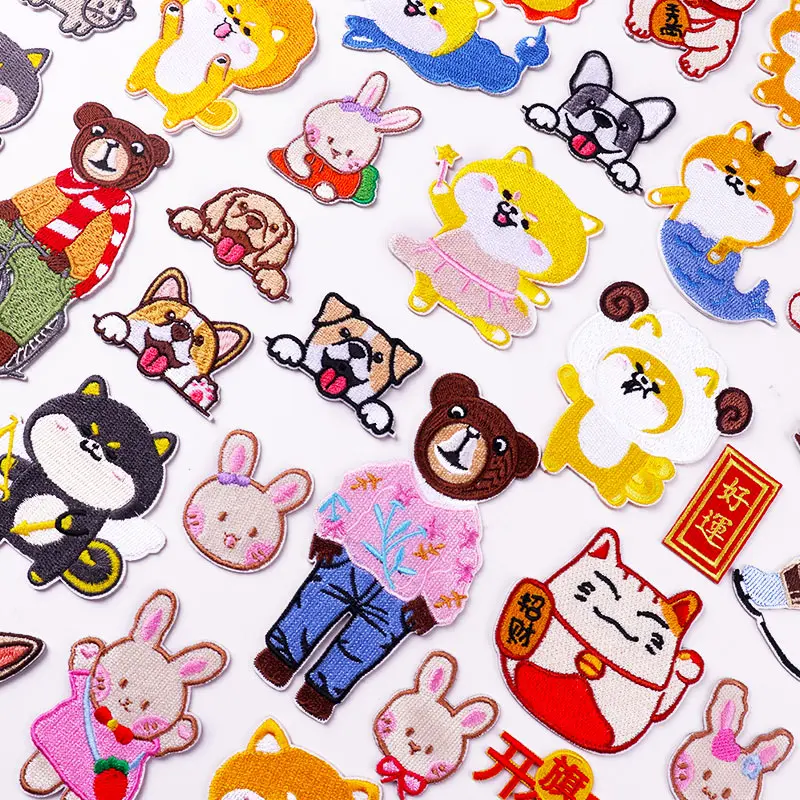 

Cartoon Patches On Kids Clothes Accessories Self-adhesive Embroidery Cloth Stickers Animal badges Patches for jackets Applique