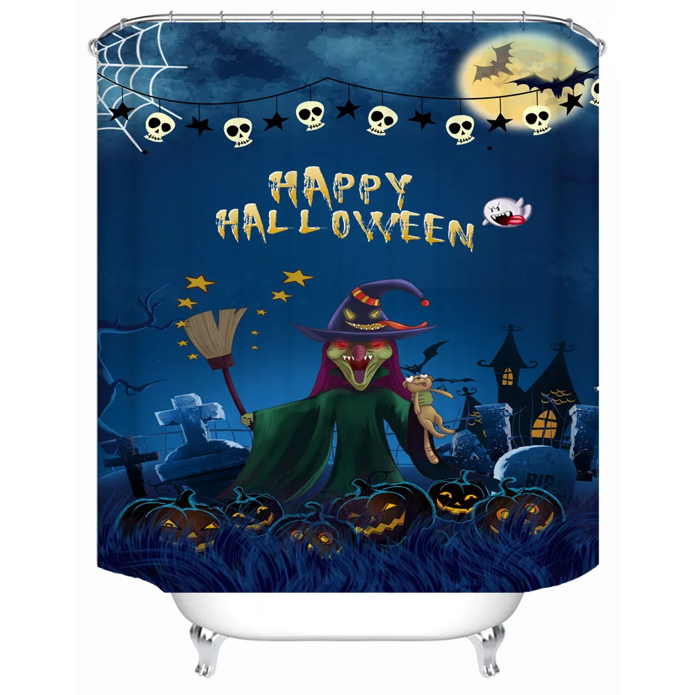 Хэллоуин занавеска для душа Праздничная сцена украшение фоновая стена ванной