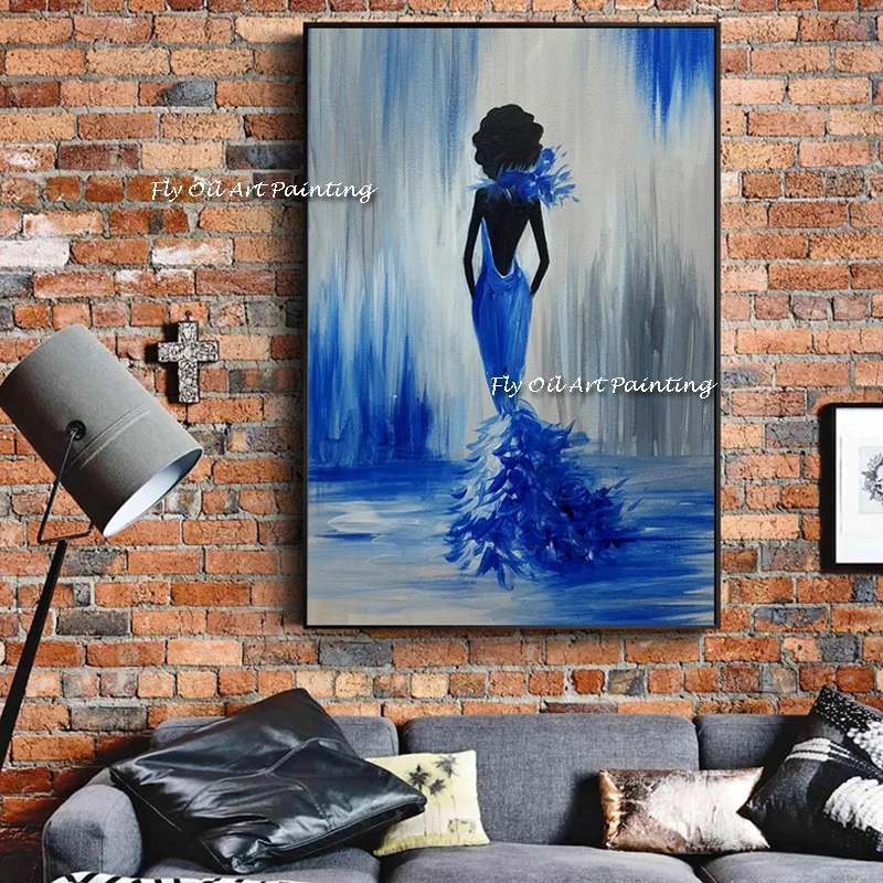 

100% ручная роспись Абстрактная палитра нож элегантная девушка Масляные картины на холсте настенное искусство для гостиной домашний декор с...