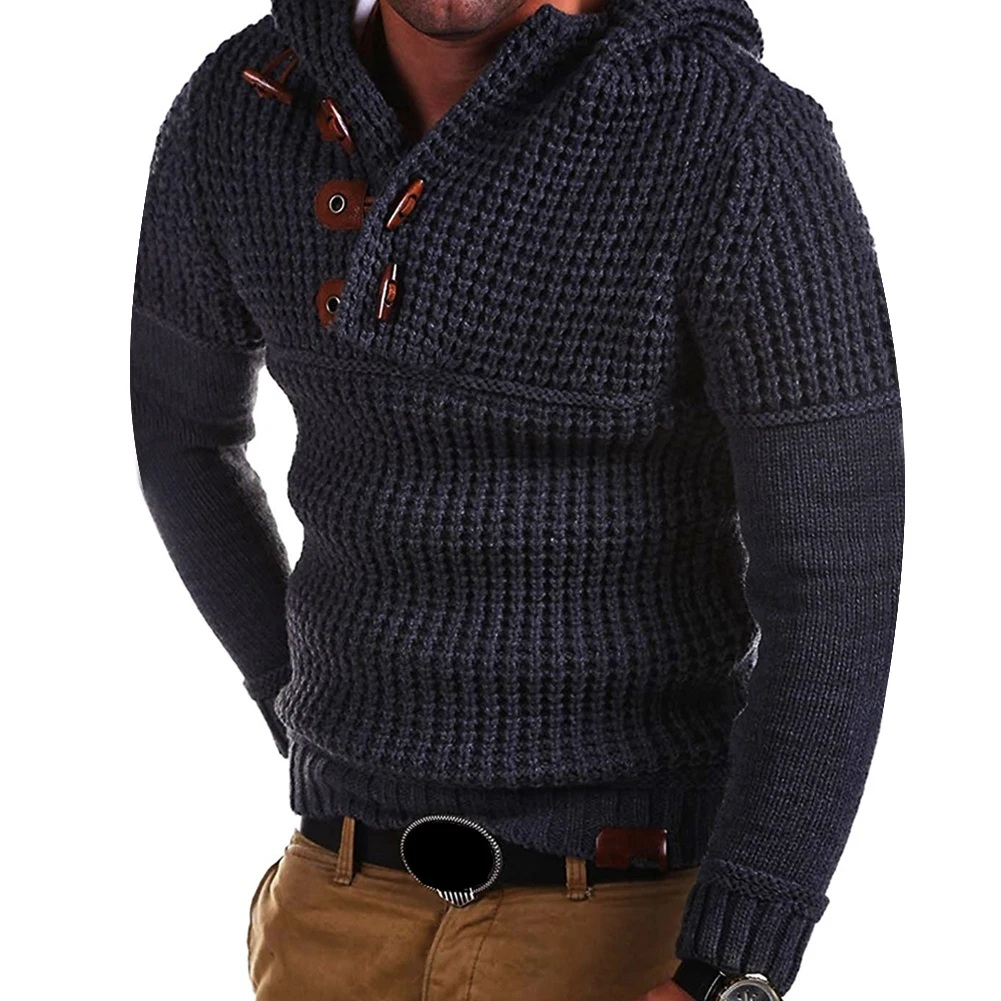 

Plus Size Winter Mens Knitted Casual Sweater Hooded Pullover Top Knitwear Blouse Keep Warming BMF88